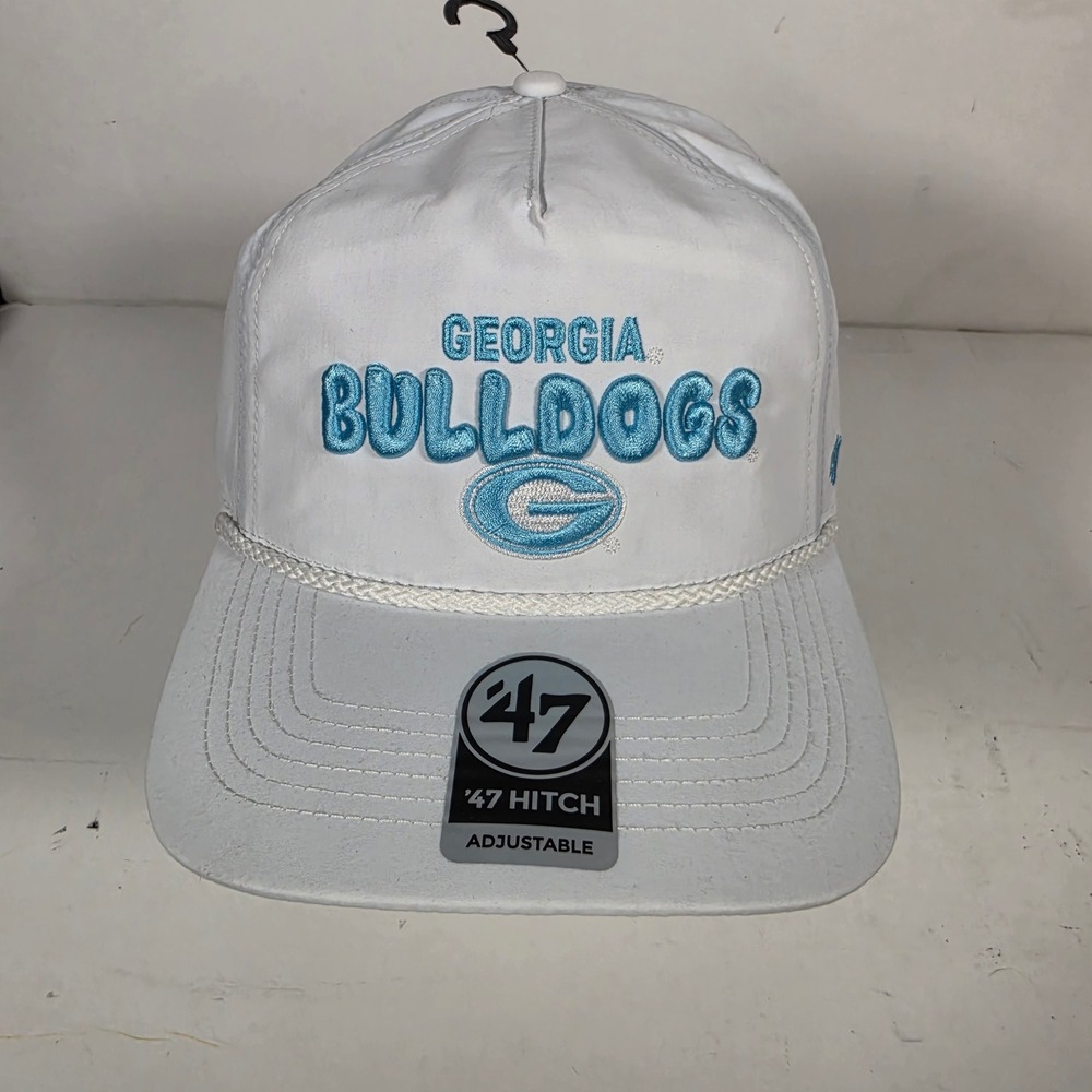 47 Brand Georgia Bulldogs Hitch Snapback Hat White Light Blue Rope Cap OSFA